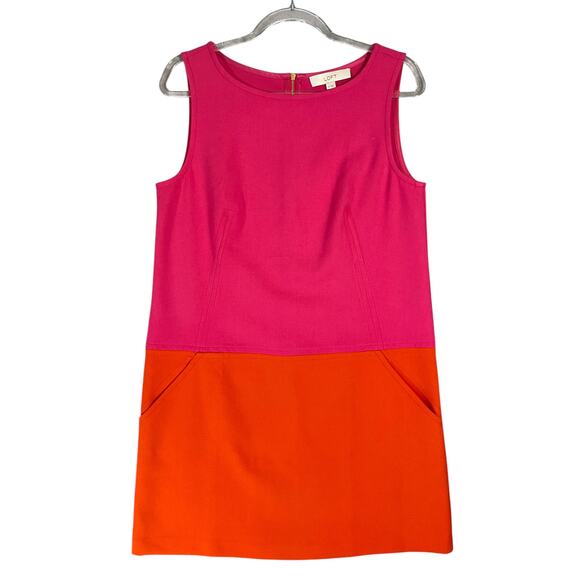 Ann Taylor LOFT Dresses & Skirts - Ann Taylor Loft Vibrant Hot Pink & Orange Short Mini Pocket Dress